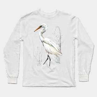 Mr Kotuku, New Zealand White Heron Long Sleeve T-Shirt